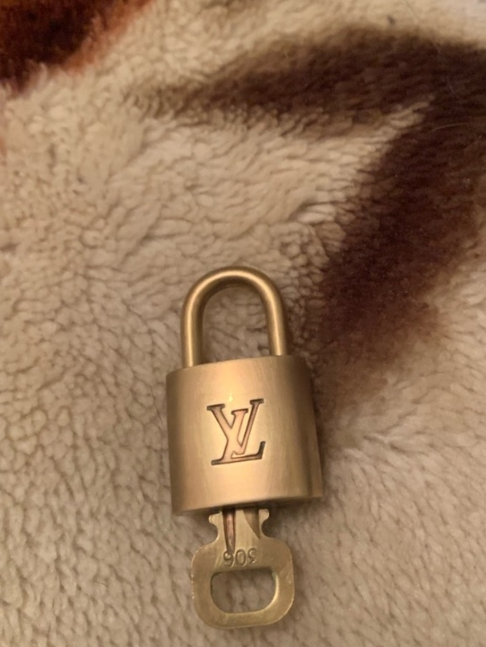 Louis Vuitton Shiny Gold Padlock and Key Set